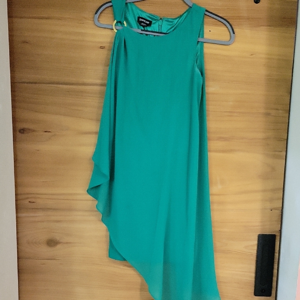 Bebe Asymmetrical High-Low Blue Green Dress
